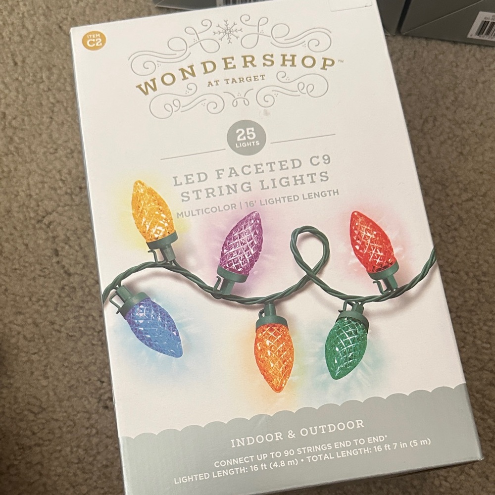 BUNDLE OF 3! New in Box - Wondershop Multicolor Faceted C9 Holiday String Lights - Picture 3 of 3